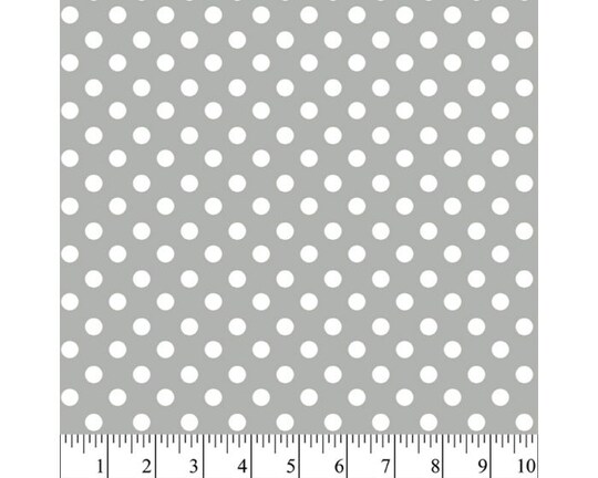 Polka Dots White on Gray Flannel Fabric | By The Yard | Sewing and Crafting | 42 inches wide